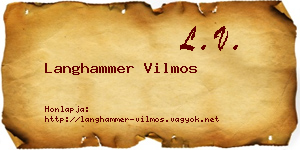 Langhammer Vilmos névjegykártya